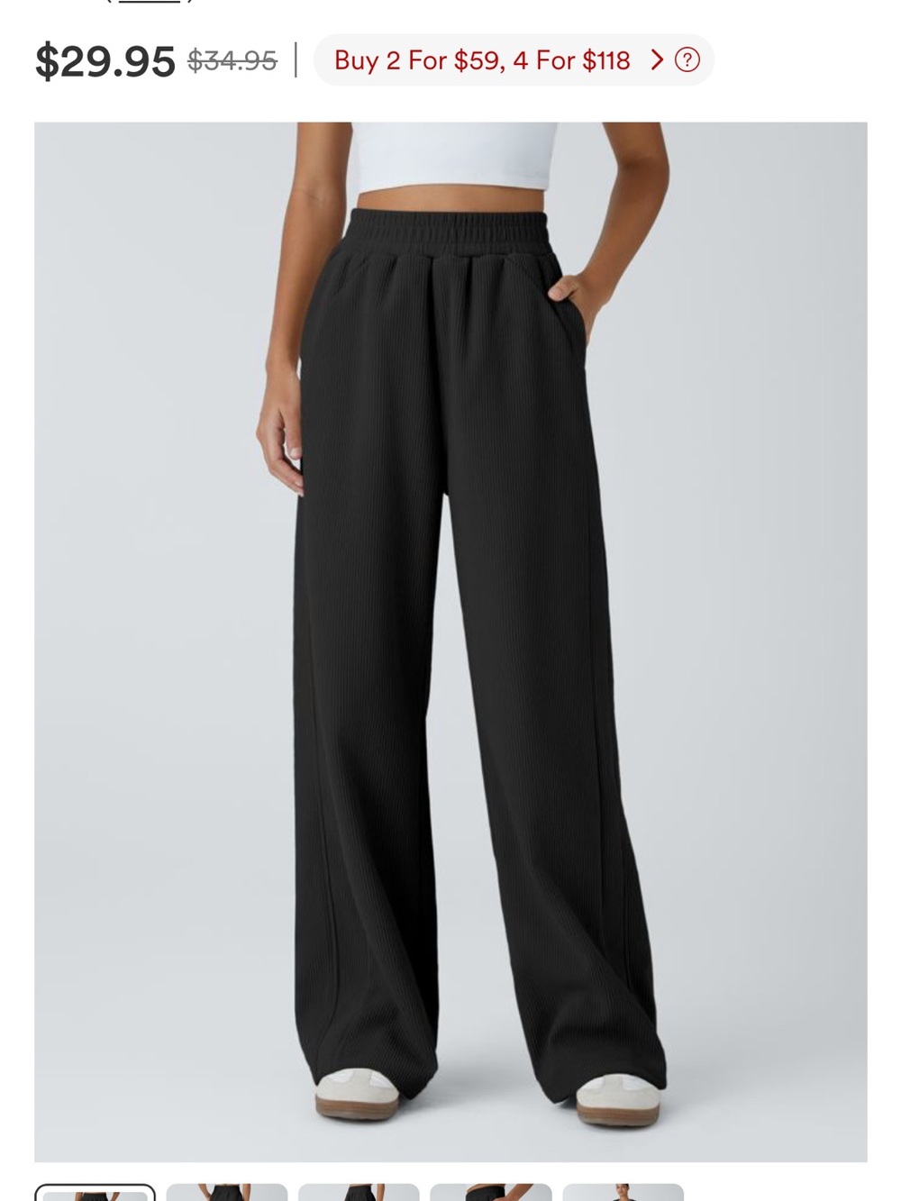PAIR of HALARA High Waisted Pocket Straight Leg Corduroy Casual Pants( 2 for 1)